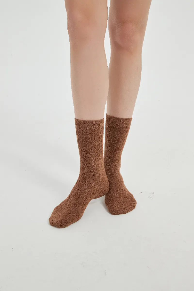 Half-Wool Striped Knitted Socks for Women