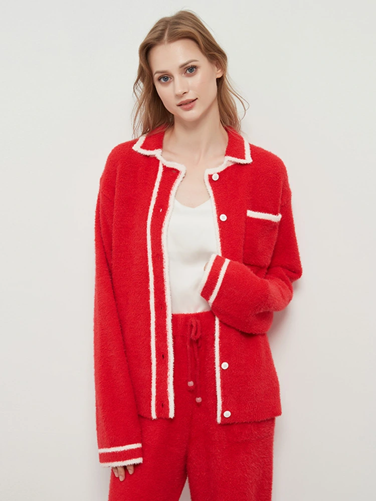 Half-velvet women's turn-down collar cardigan loungewear Half-velvet women's turn-down collar cardigan loungewear